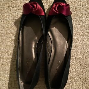 Elegant Black and Purple Women's Satin Flat Shoes